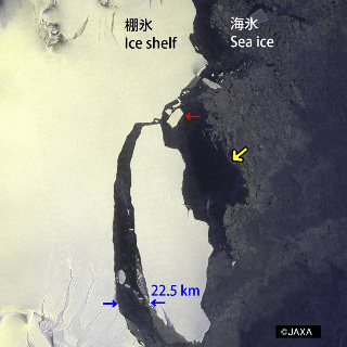 ALOS-2/PALSAR-2 Observation results on detachment of a large iceberg from Larsen-C Ice Shelf in Antarctic Peninsula.