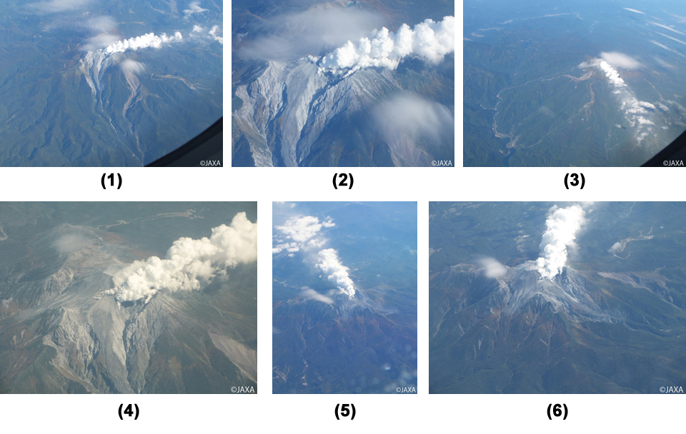 図5: 航空機から撮影した御嶽山山頂 (2014年9月30日)