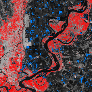 「だいち2号」搭載PALSAR-2観測画像による2016年1月11日の浸水域の推定図