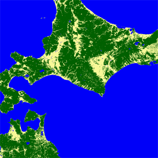 25m-resolution Forest / Non-forest mosaic of Hokkaido, Japan, by PALSAR