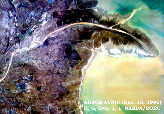False color image obtained by ADEOS AVNIR in Dec. 13, 1996