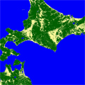 50m-resolution Forest / Non-forest mosaic of Hokkaido, Japan, by PALSAR