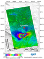 Observation Results of ALOS/PALSAR Relating to the Magnitude-6.5 Earthquake in the southeastern Iran, on December 20, 2010 (UTC). Figure is an interferogram generated from PALSAR data acquired before (September 30) and after (December 31, 2010) the earthquake using the DInSAR technique.