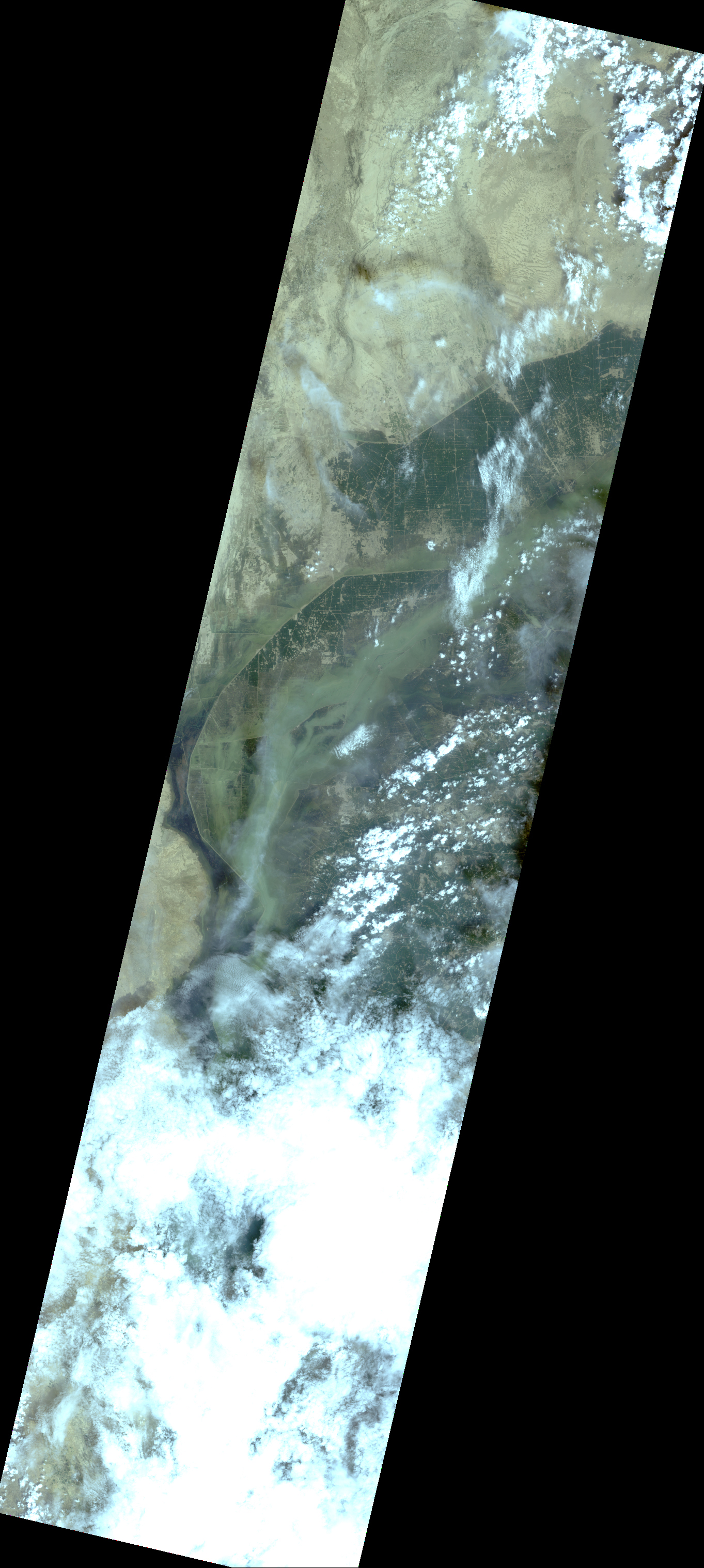 Fig.1(True color): AVNIR-2 image with 0.0 degree pointing angle acquired 15:14 (JST) or 6:14 (UTC) on September 11, 2010 (JST).