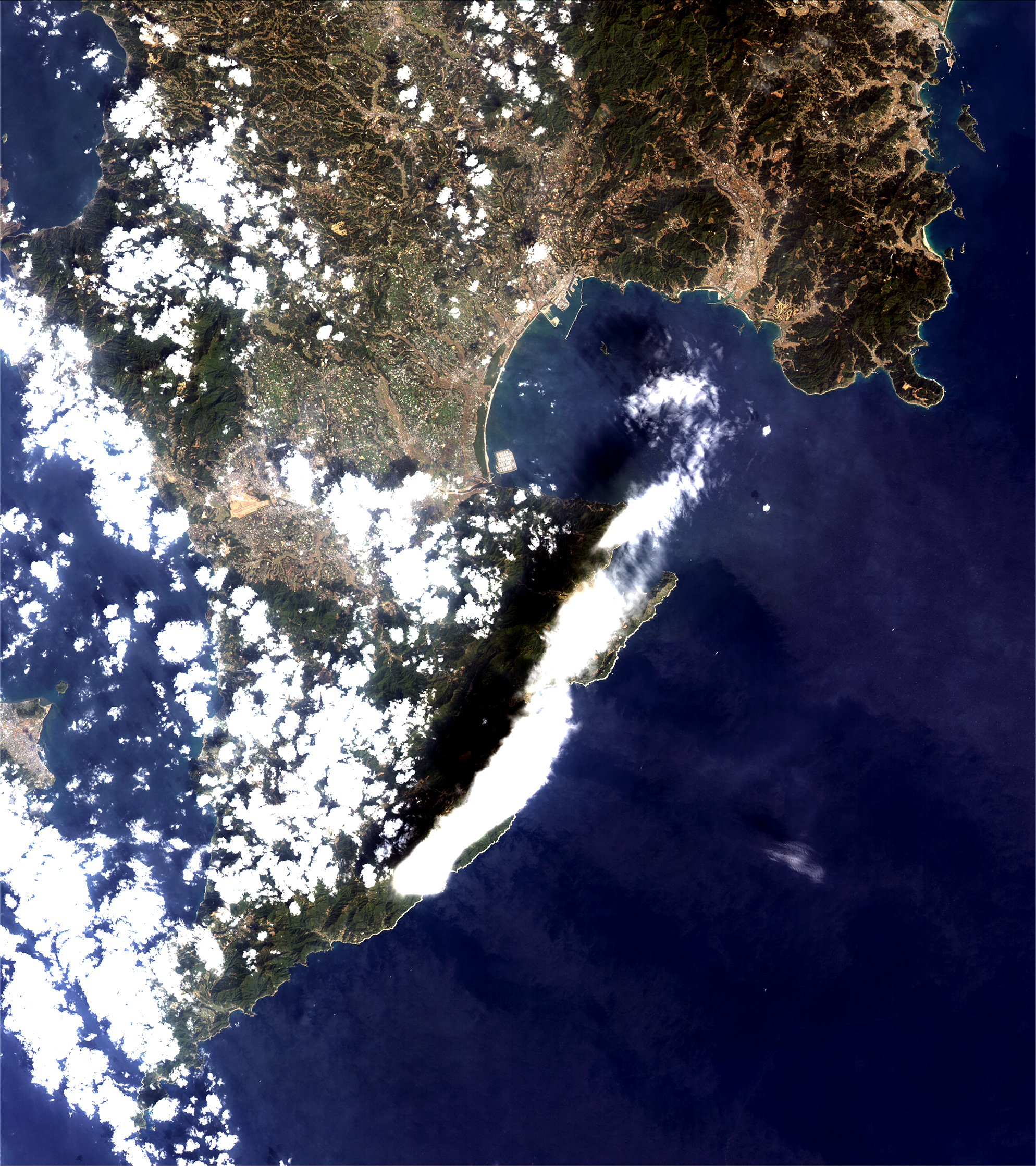 Oosumi Peninsula, Kagoshima Pref.,Japan observed by the AVNIR-2 aboard the ALOS.