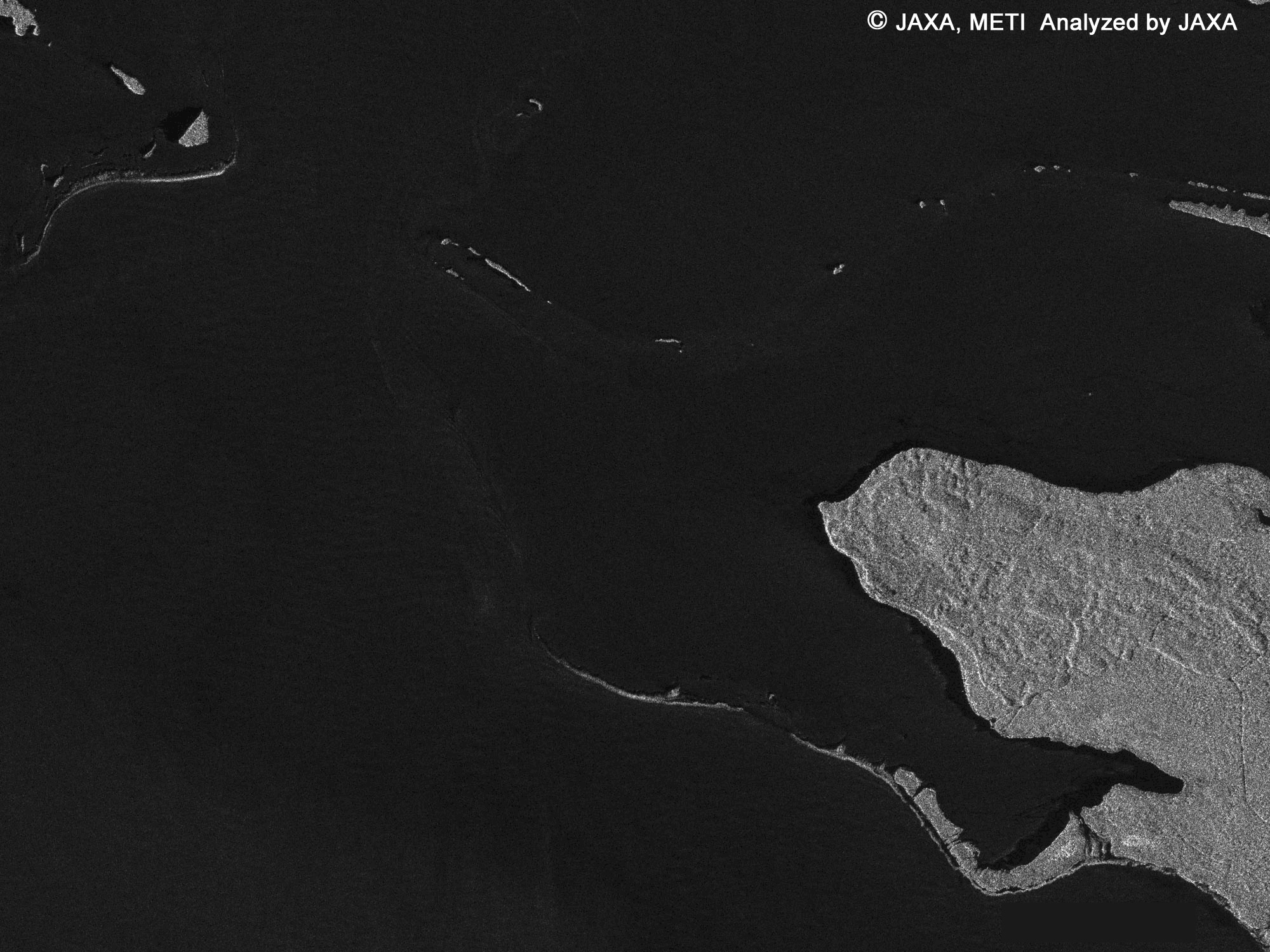 Parts of Solomon Islands observed by PALSAR on Jan. 31, 2007.