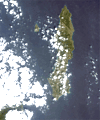 高性能可視近赤外放射計2型(AVNIR-2)が観測した鹿児島県種子島。(2006年2月17日)