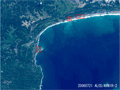 AVNIR-2で観測したインドネシア・ジャワ島南部のパガンダランの津波被災地(2006年7月21日日本時間12:12)