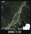 陸域観測技術衛星「だいち」(ALOS)搭載の高性能可視近赤外放射計2型(アブニール・ツー)により観測された防府市真尾地区付近の拡大図