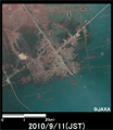 陸域観測技術衛星「だいち」搭載センサ、アブニール・ツーで観測されたパキスタン・Dera Allah Yarの浸水の様子(約5km×5kmのエリア、災害後2010年9月11日観測)