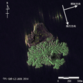 2014年2月4日にPi-SAR-L2により西側から観測された西之島付近の画像