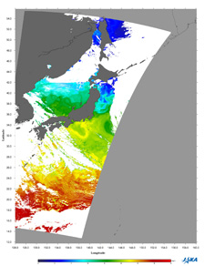 Terra/MODISによって観測された海面水温(2013年5月9日蛇行始まり)