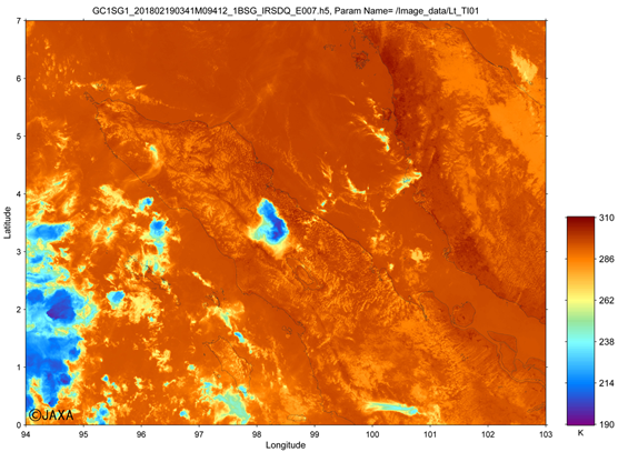 「しきさい」の熱赤外（11µm波長）輝度温度画像