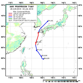 台風7号の経路図