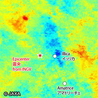 This image is the preliminary results of decomposition in east-west displacements using the interferograms from ascending orbit and descending orbit.