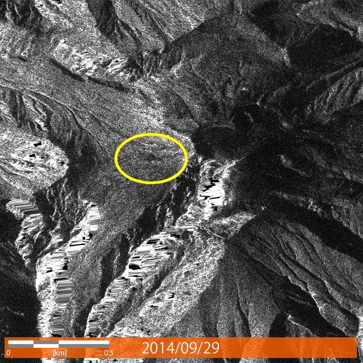 Ontake volcano observed by ALOS-2/PALSAR-2 in 29 Sep. 2014 (after eruption).