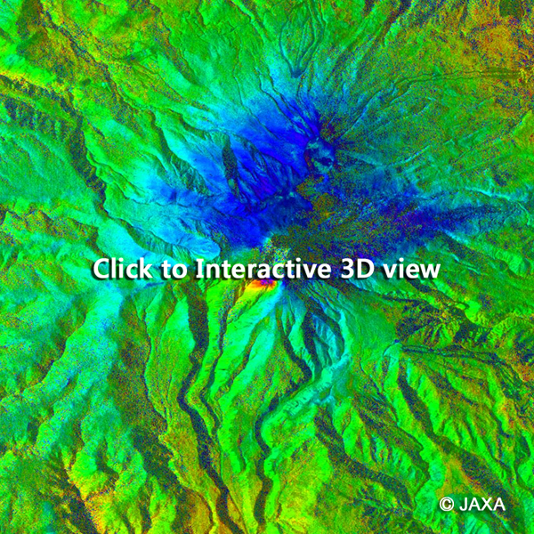Fig. 6: Introduction image to Interactive 3D view of DInSAR result around the volcanic crater.
