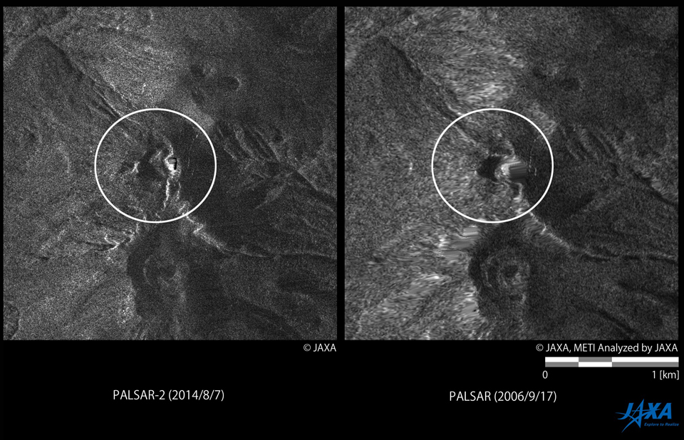 図4: 「だいち2号」搭載PALSAR-2による伊豆大島の観測画像