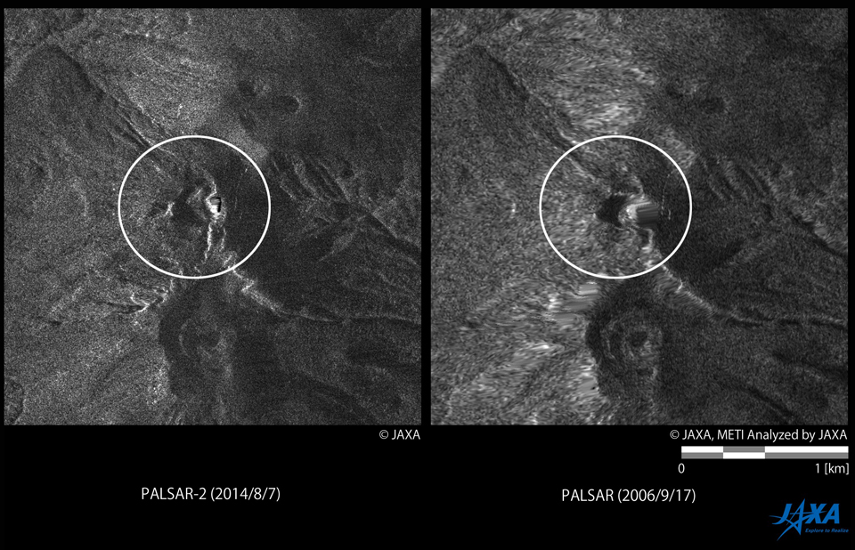 Figure 3: Comparison between before and after the eruption at Kuchinoerabu-jima island