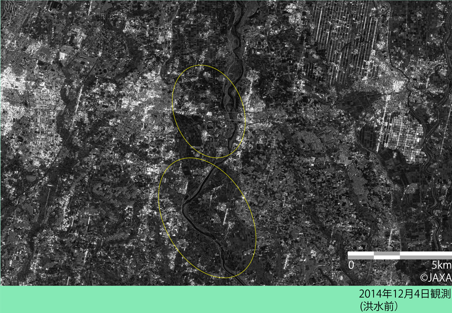 図5:PALSAR-2による筑西市付近の洪水前の観測画像