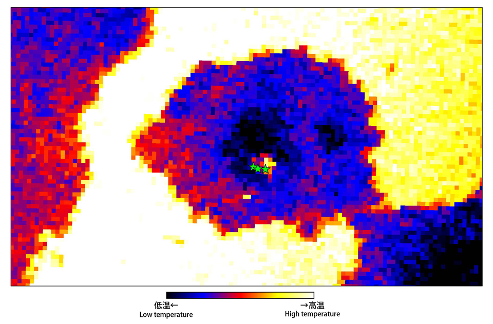 図4：ALOS-2搭載の地球観測用小型赤外カメラ(CIRC)による桜島観測結果 (2016年2月5日23時44分頃)
