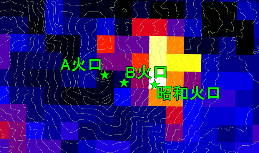 図5：ALOS-2搭載CIRCによる熱赤外線観測画像 (桜島南岳付近・2016年2月5日)