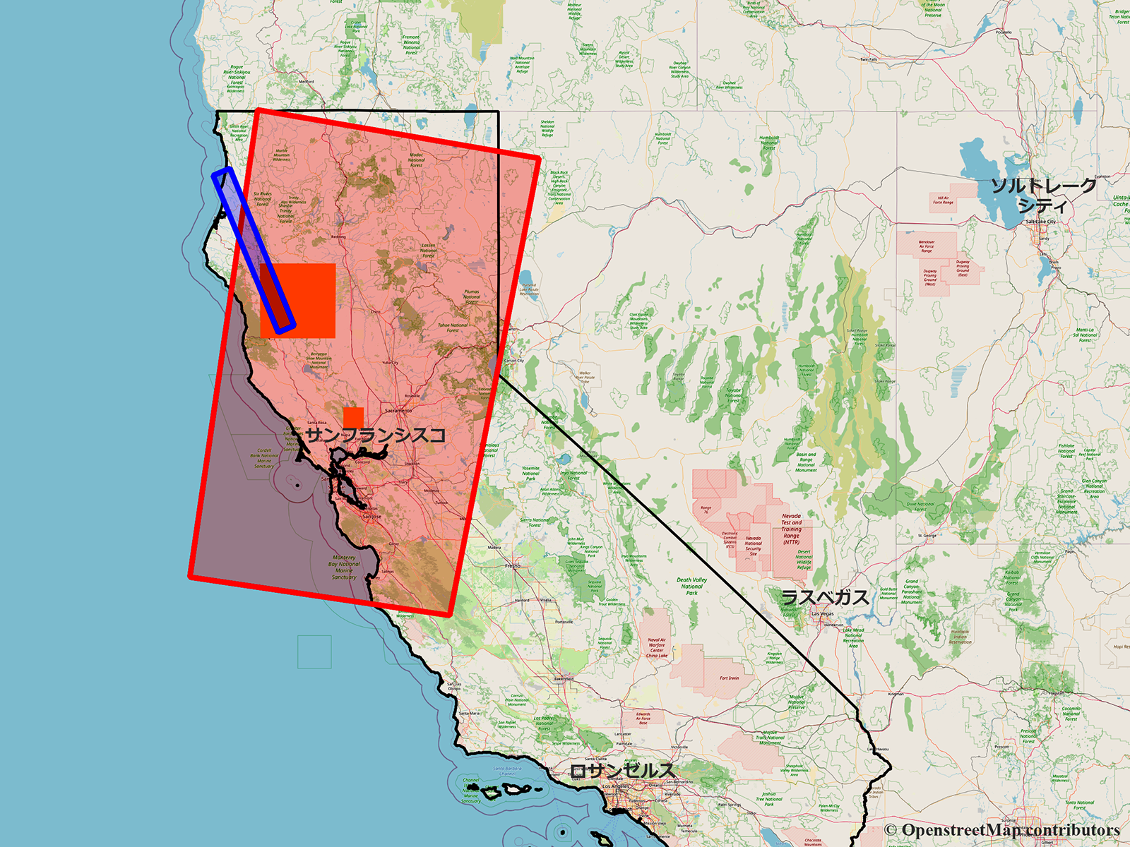 米国カリフォルニア州の森林火災の観測