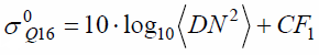 Conversion from digital number (DN) to the backscattering coefficient (sigma-naught) (dB) can be done by the following equations.