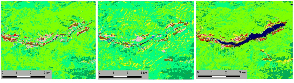 Figure 2: Land cover change of Yanba-dam construction