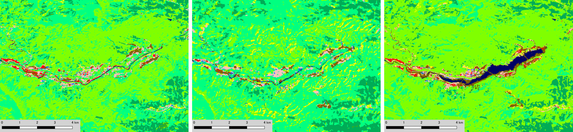 Figure 3: Land cover change of Yamba-dam construction (Naganohara Town, Gunma prefecture)