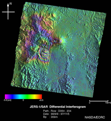 Differential interferogram around Mt. Iwate.