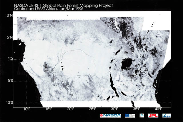 JERS-1 SAR mosaic image of Equatorial Africa.