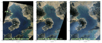 RGB images of the Ariake Sea on Oct. 10, 13 and 18 in 2006 by AVNIR-2.