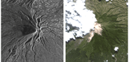 Mt. Merapi volcano, Indonesia observed by PALSAR and AVNIR-2 on May 16, 2006.