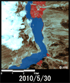 Observation Results of ALOS/AVNIR-2, the Shishkat Village in Pakistan (6 km squares; acquired on May 30, 2010).