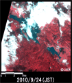 Observation Results of ALOS/AVNIR-2, enlarged image of the freshet at Cerknica on September 24, 2010 (256 square kilometers).