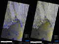 In order to highlight land surface changes, color composite images are created. Fig.2 left is a color composite representing the change between Apr. 19 and June 4, 2008, where the June 4 image is allocated in RED and GREEN channels and the April 19 in a BLUE one. BLUE color in the figure shows the flooded area expected and it spread out 20-100km inland from the coasts.