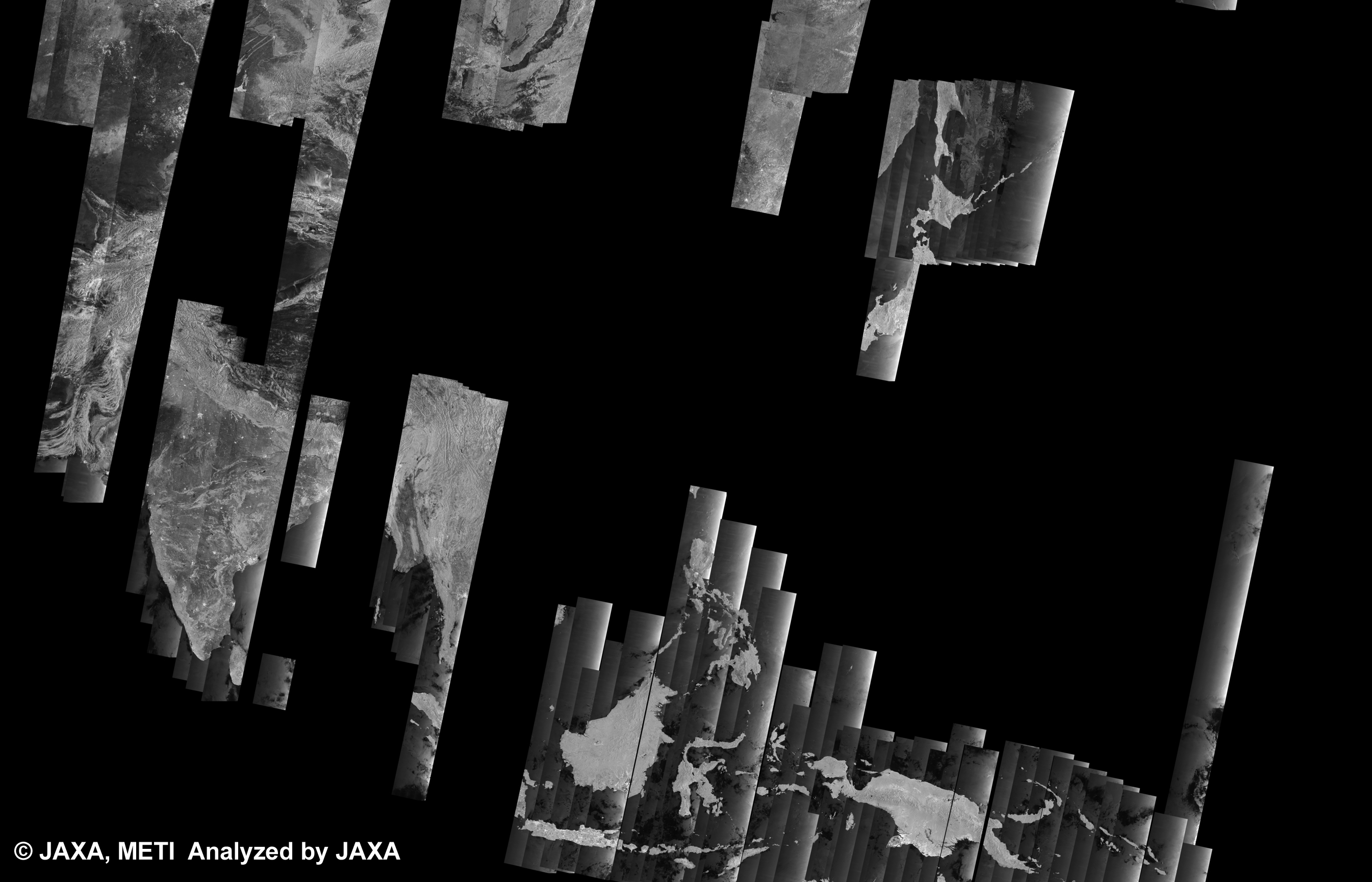 Fig. 7: The 500m Browse Mosaic (WB1/HH) of ASIA for cycle34 (Mar. 15, 2010 ~ Apr. 29, 2010).