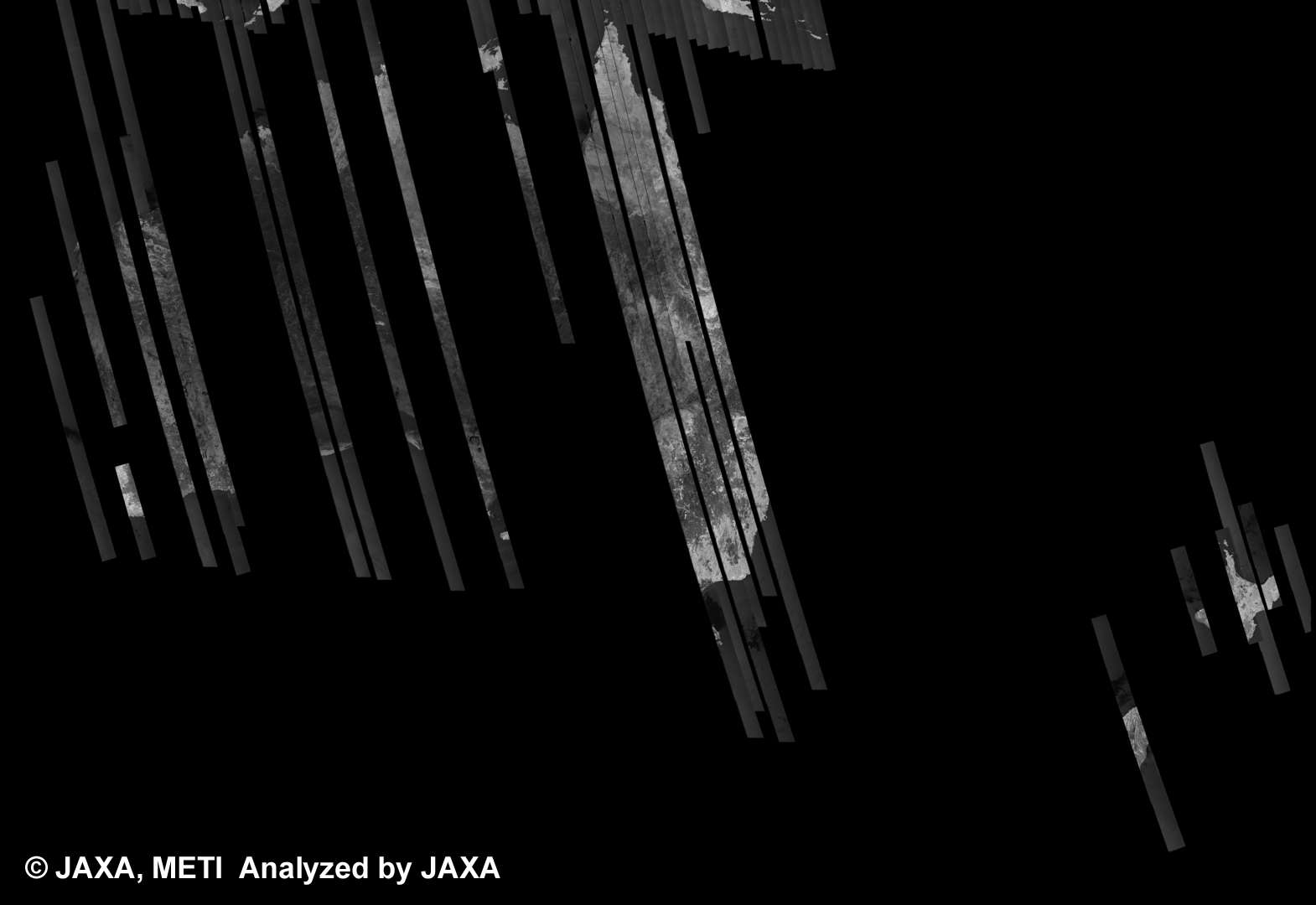 Fig. 7: PALSAR 500m Browse Mosaic (FBD/HH) of AUSTRALIA for cycle36 (Jun. 15, 2010 ~ Jul. 30, 2010).