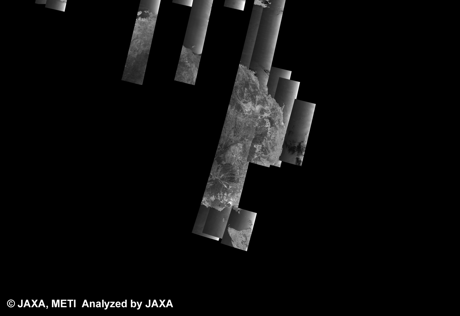 Fig. 8: PALSAR 500m Browse Mosaic (WB1/HH) of AUSTRALIA for cycle36 (Jun. 15, 2010 ~ Jul. 30, 2010).