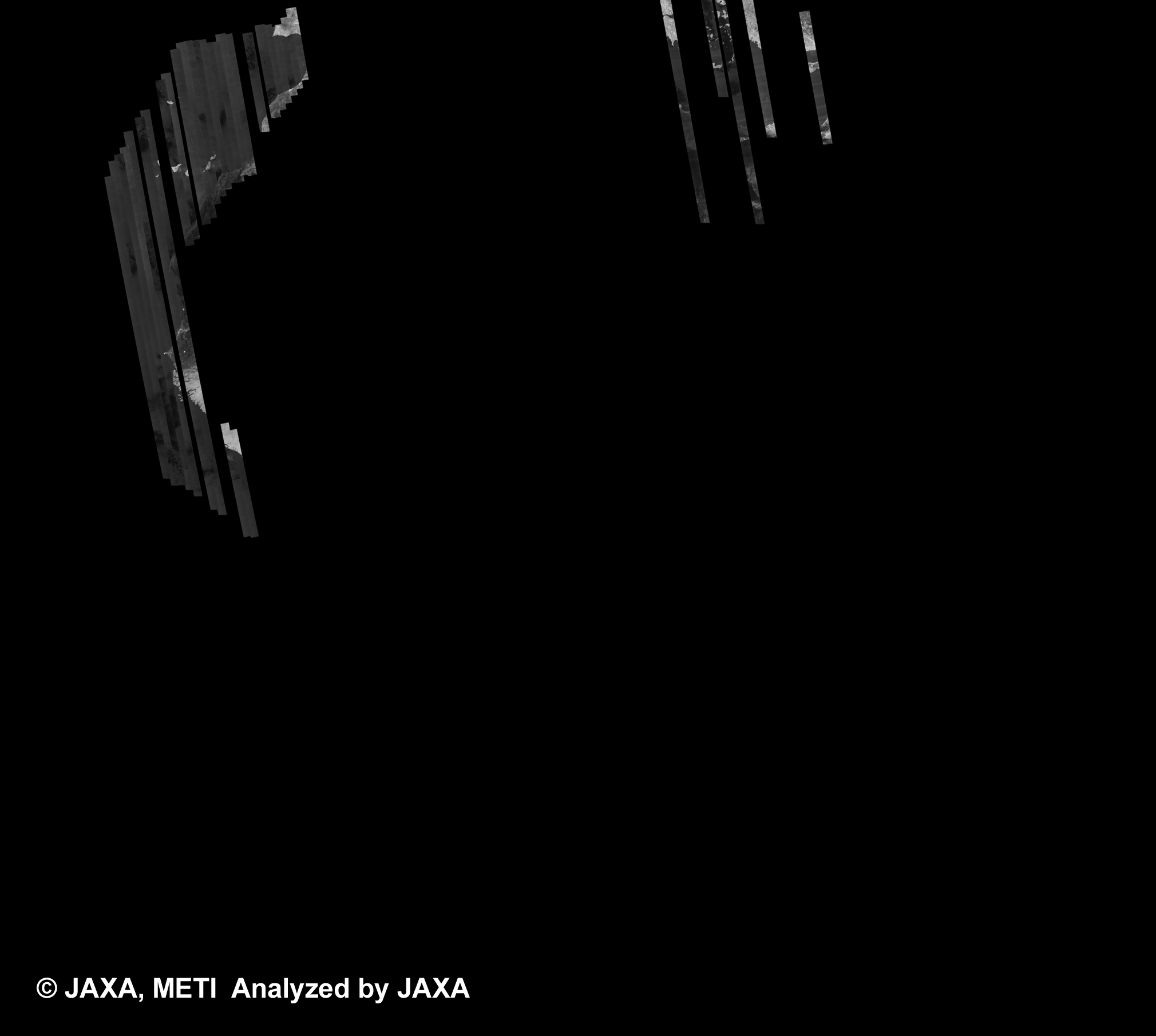 Fig. 2: PALSAR 500m Browse Mosaic (FBS/HH Ascending) of AFRICA for cycle39 (Oct. 31, 2010 ~ Dec. 15, 2010).