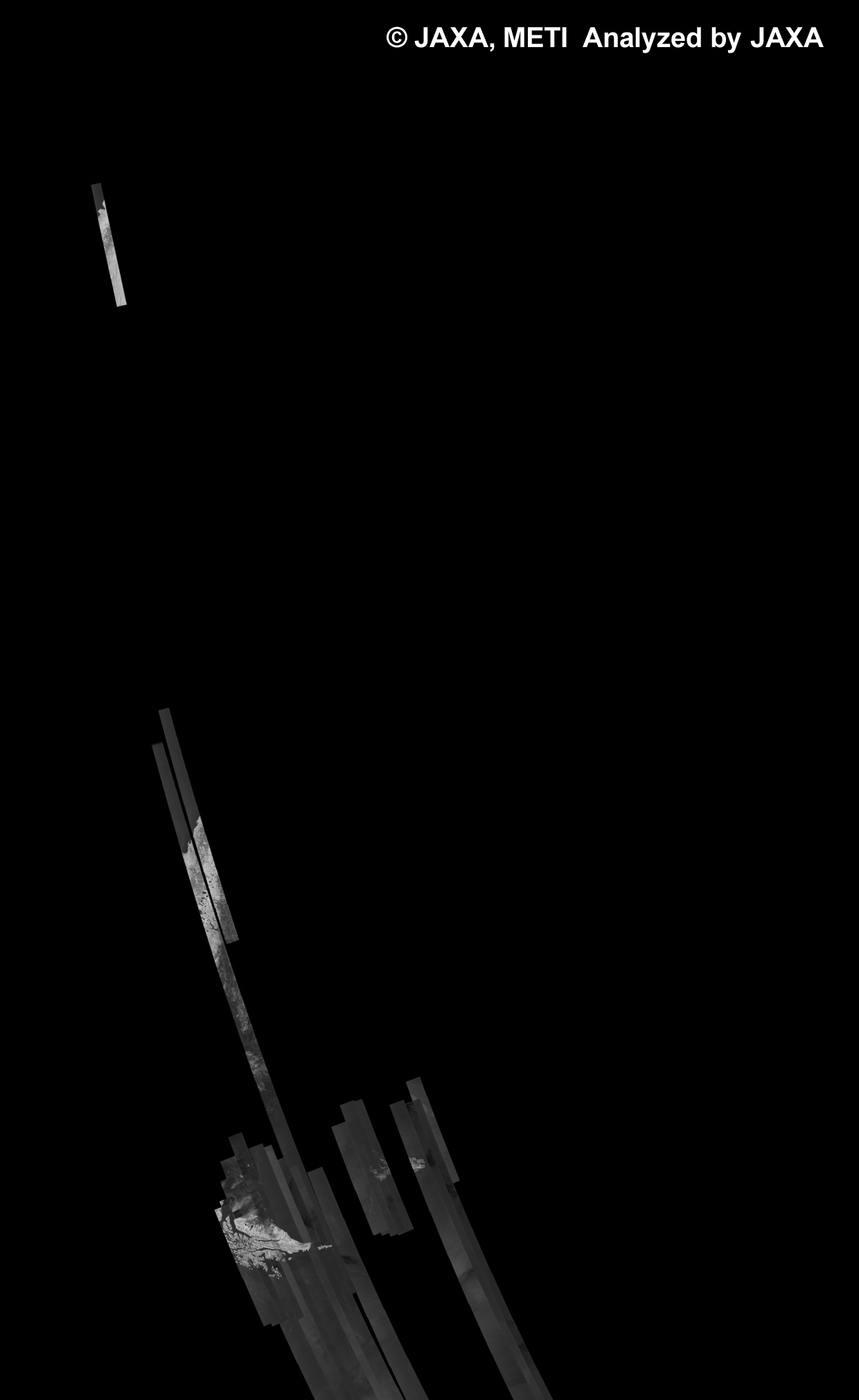 Fig. 19: PALSAR 500m Browse Mosaic (FBS/HH Ascending) of SOUTH AMERICA for cycle39 (Oct. 31, 2010 ~ Dec. 15, 2010).