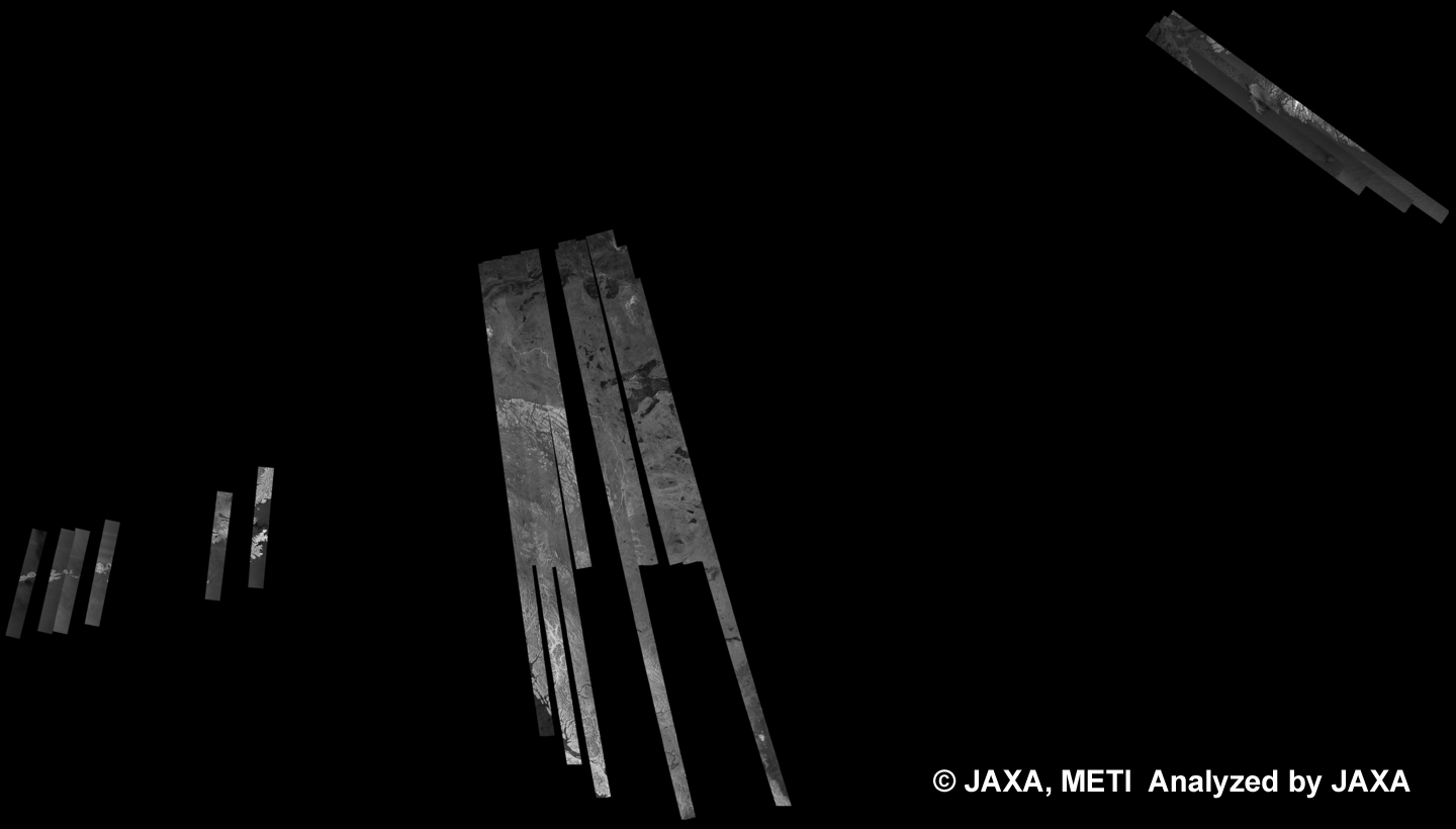 Fig. 8: PALSAR 500m Browse Mosaic (FBD/HH Ascending) of NORTH AMERICA for cycle41 (Jan. 31, 2011 ~ Mar. 17, 2011)