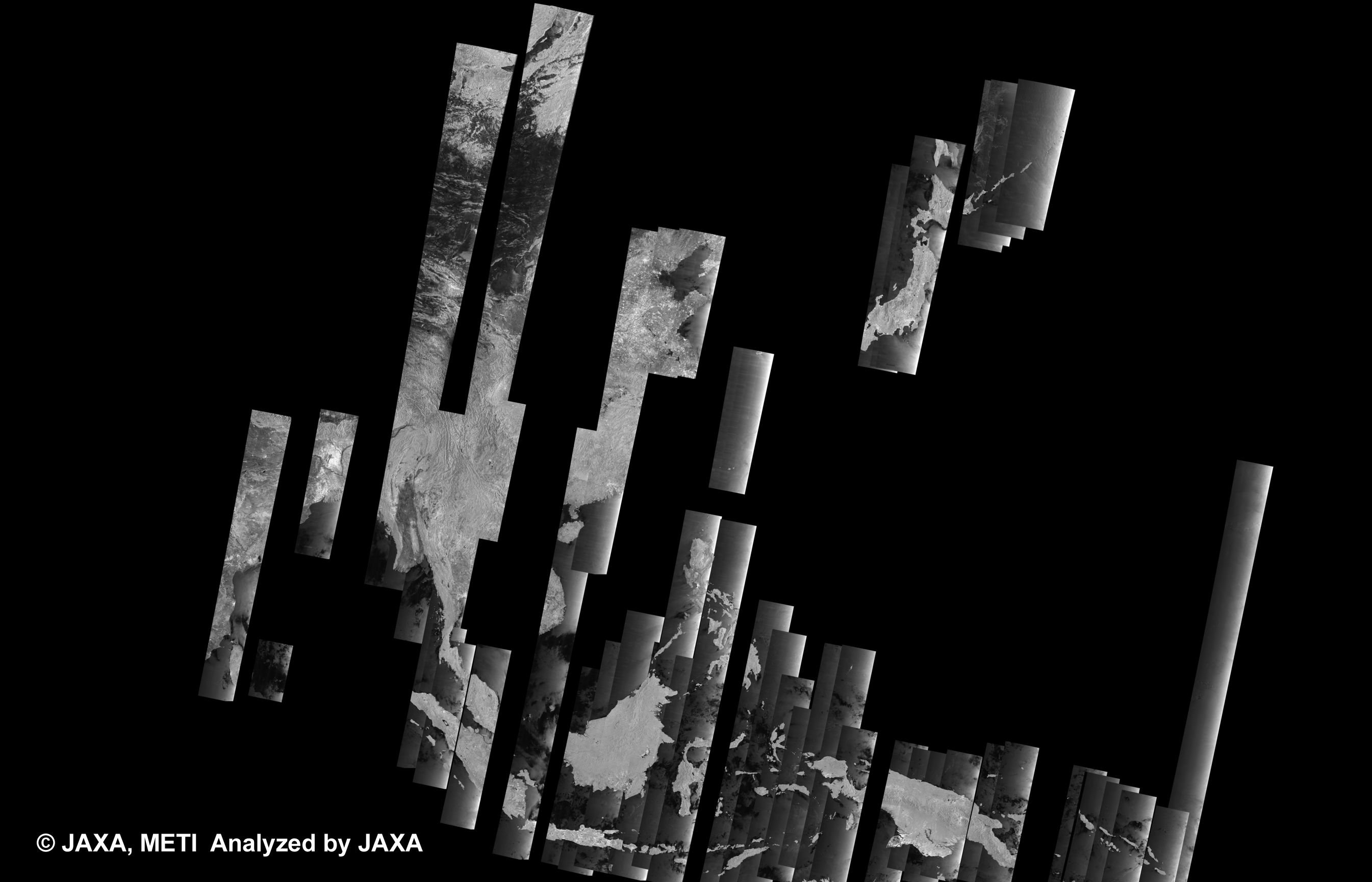 Fig. 5: PALSAR 500m Browse Mosaic (WB1/HH Descending) of ASIA for cycle42.