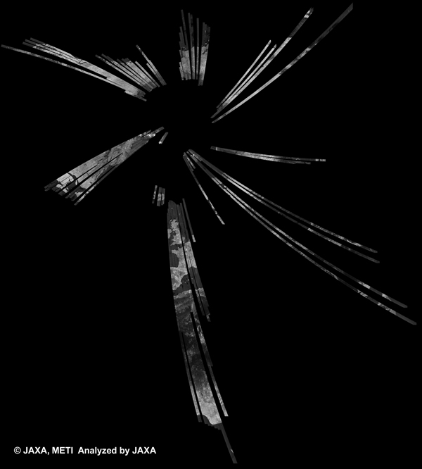 Fig. 5: PALSAR 500m Browse Mosaic (FBD/HH) of Arctic Pole for cycle35 (Apr. 30, 2010 ~ Jun. 14, 2010).