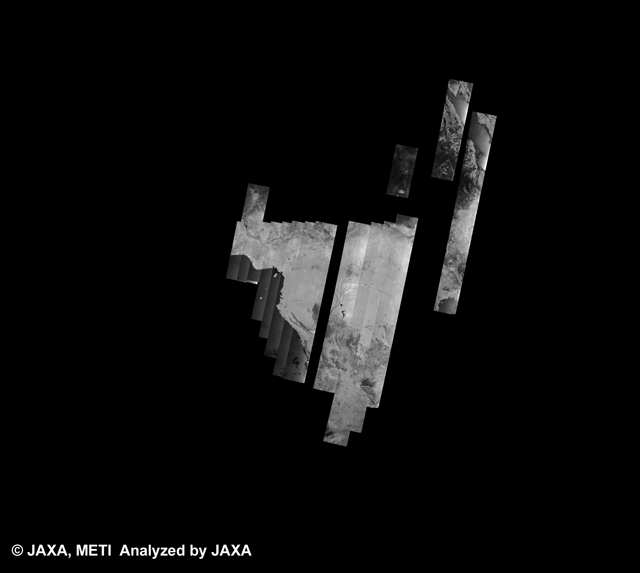 Fig. 3: PALSAR 500m Browse Mosaic(WB1/HH) of AFRICA for cycle37 (Jul. 31, 2010 ~ Sep. 14, 2010).