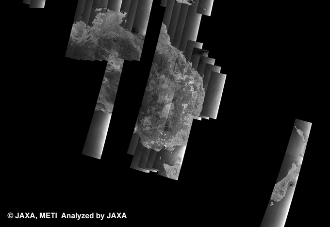 Fig. 10: PALSAR 500m Browse Mosaic (WB1/HH) of AUSTRALIA for cycle37 (Jul. 31, 2010 ~ Sep. 14, 2010).