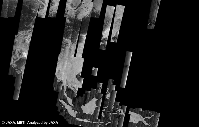 Fig. 7: The 500m Browse Mosaic (WB1/HH Descending) of ASIA for cycle38 (Sep. 15, 2010 ~ Oct. 30, 2010).