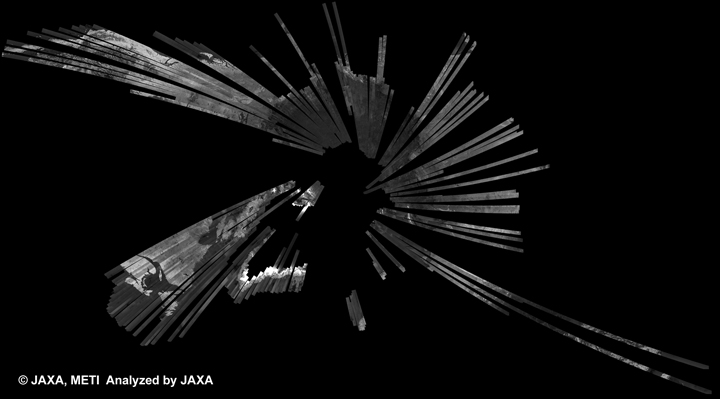 Fig. 6: PALSAR 500m Browse Mosaic (FBD/HH Ascending) of Arcticpole for cycle39 (Oct. 31, 2010 ~ Dec. 15, 2010).