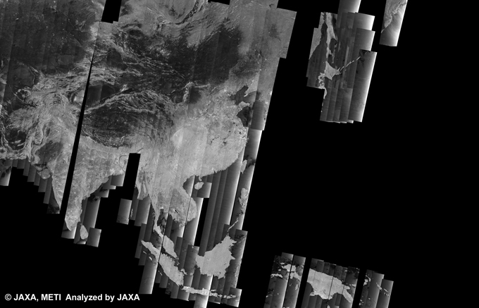 Fig. 6: The 500m Browse Mosaic (WB1/HH Descending) of ASIA for cycle40 (Dec. 16, 2010 ~ Jan. 30, 2011).